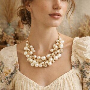 Vintage Statement Faux Pearl Necklace
